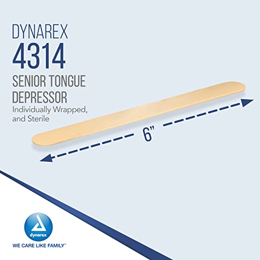 Dynarex Tongue Depressor Senior, Sterile, 6 Inches, 100 Count