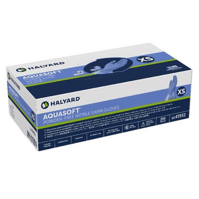 HALYARD AQUASOFT Nitrile Exam Gloves, Powder-Free, 3.1 mil, 43932-43935 (Box of 300)