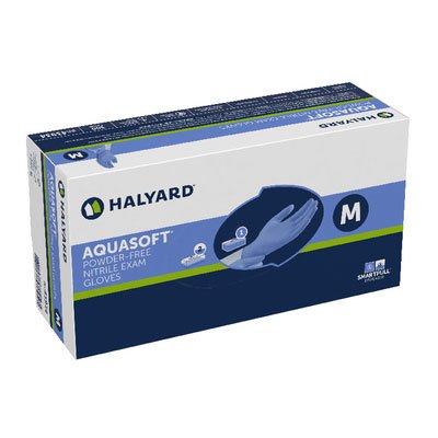HALYARD AQUASOFT Nitrile Exam Gloves, Powder-Free, 3.1 mil, 43932-43935 (Box of 300)