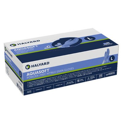 HALYARD AQUASOFT Nitrile Exam Gloves, Powder-Free, 3.1 mil, 43932-43935 (Box of 300)