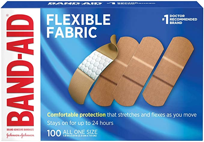 Band-Aid Brand Flexible Fabric Adhesive Bandages for Wound Care and First Aid, All One Size, 100 Count