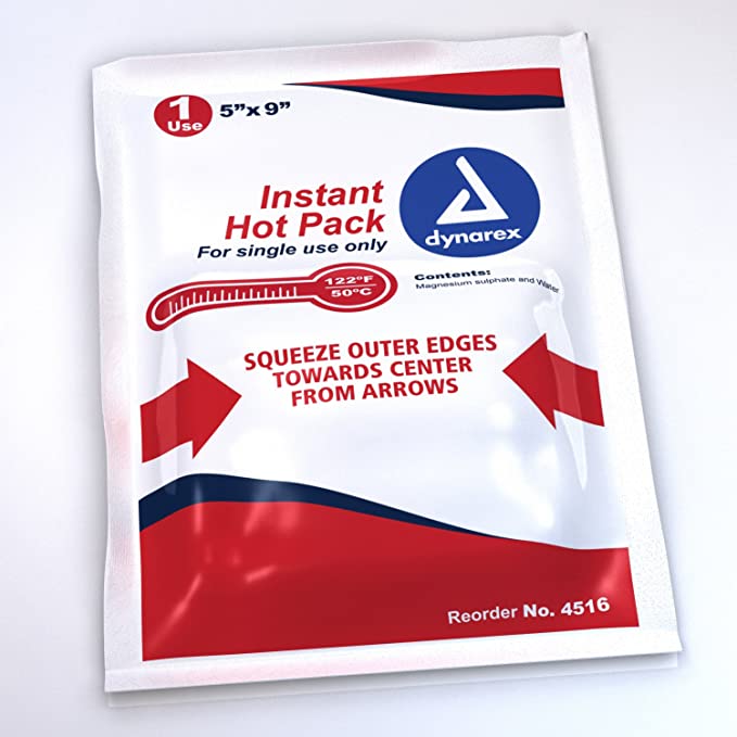 Dynarex Instant Hot Pack for Pain Relief, 5"x9"