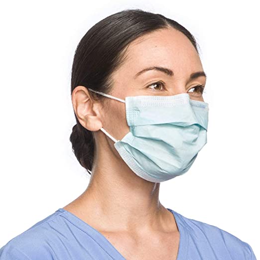 HALYARD Disposable Procedure Mask w/SO Soft Earloops, Pleat-Style, Blue, 47080 (Box of 50)