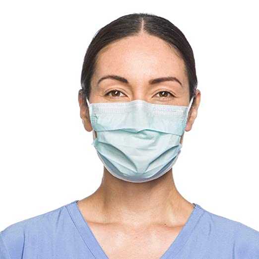 HALYARD Disposable Procedure Mask w/SO Soft Earloops, Pleat-Style, Blue, 47080 (Box of 50)