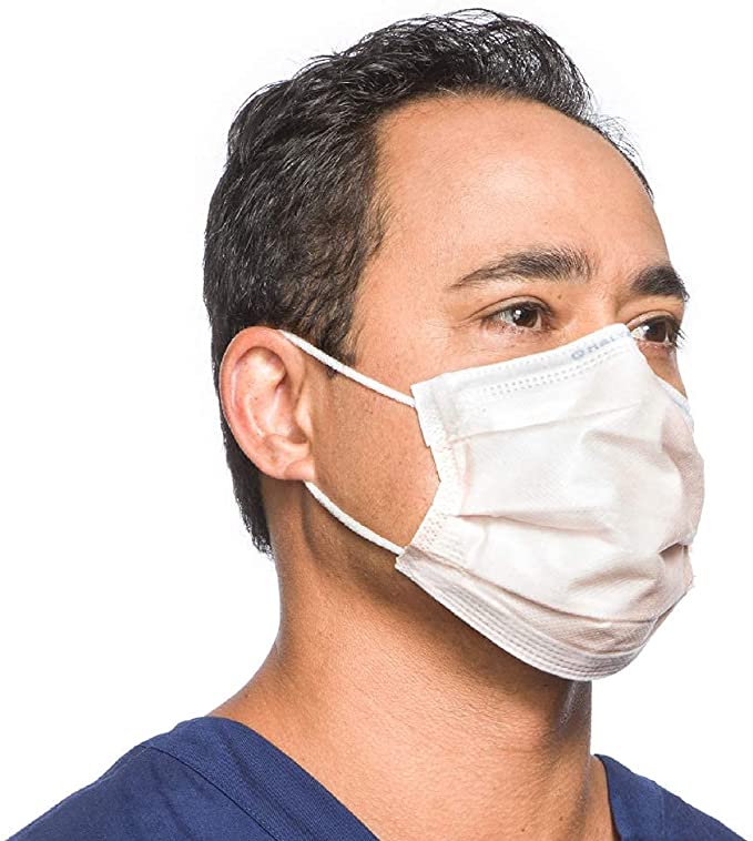 HALYARD FLUIDSHIELD 3 Disposable Procedure Mask w/SO SOFT Lining/Earloops, 47107 (Box of 40 or Case of 400)