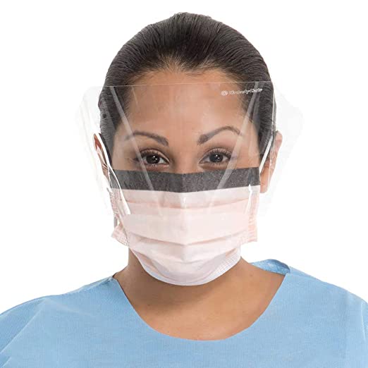Kimberly-Clark 47147 Fluidshield* Fog-Free Procedure Mask with Visor, Capacity, Volume, Mask with Foam Band and Plastic Visor, Universal, Orange (Pack of 25)