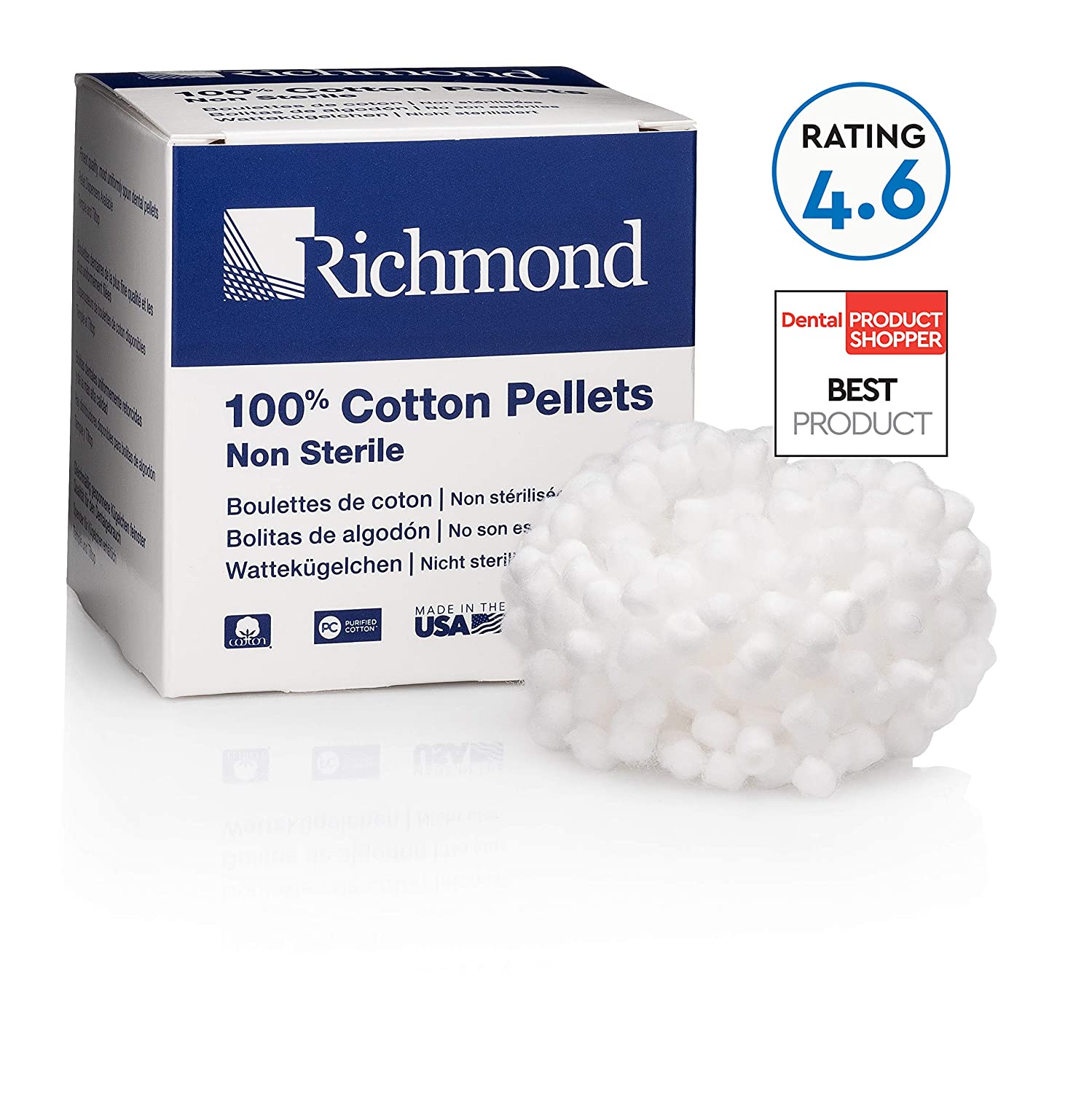 Richmond Dental & Medical 100108 Cotton Pellets, Size 3 (5/32" diameter)