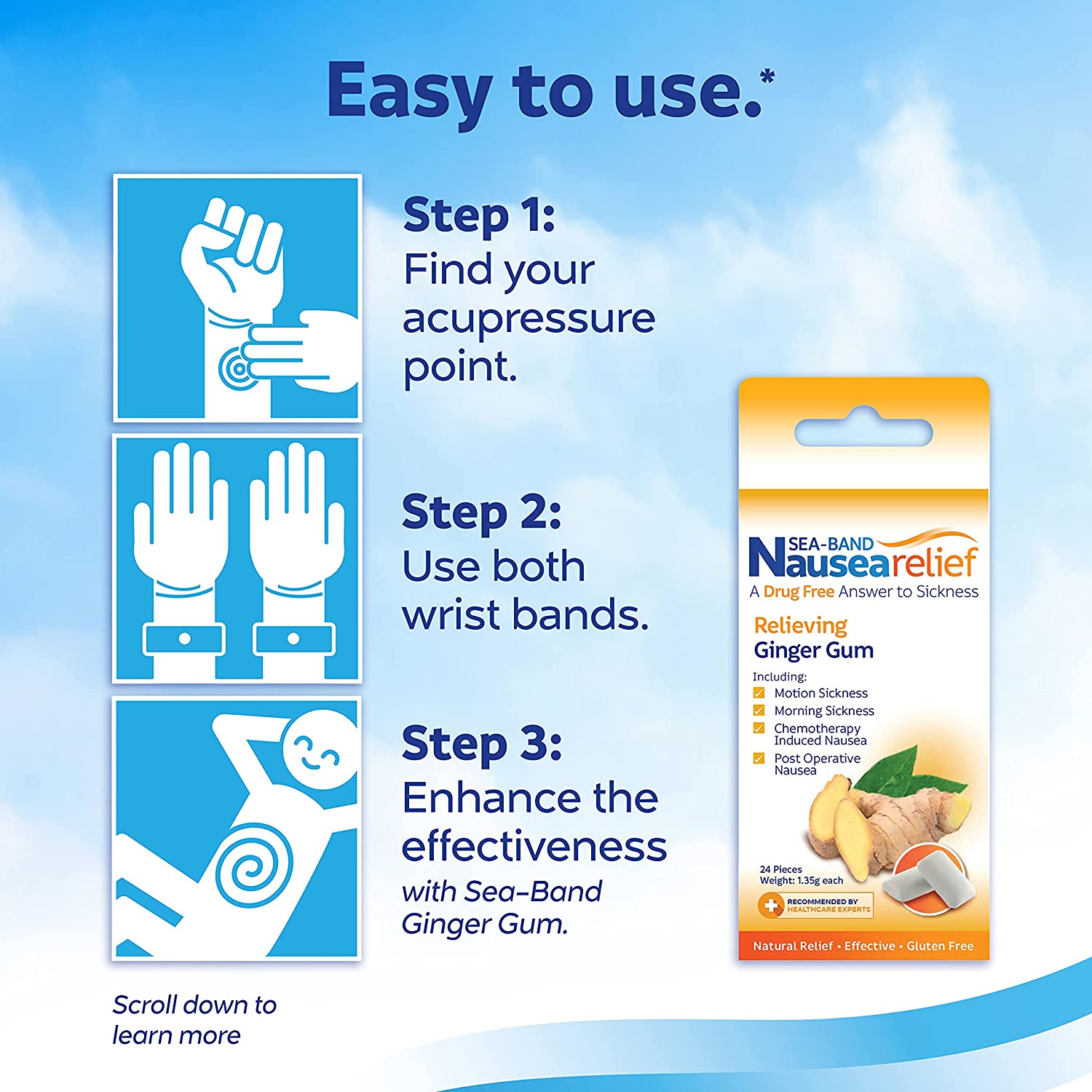 Sea-Band Anti-Nausea Acupressure Wristband for Motion & Morning Sickness