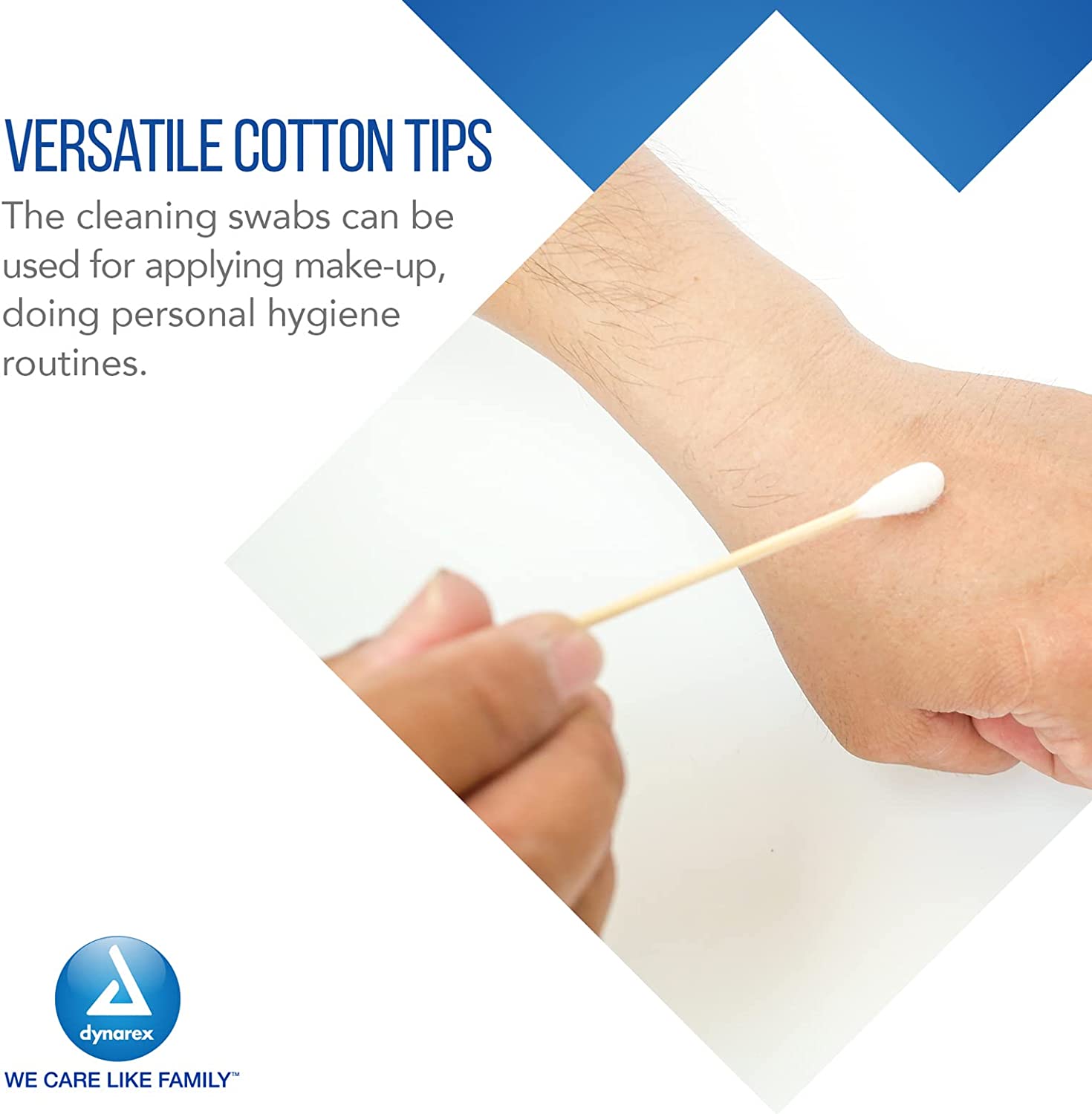 Dynarex 6-Inch Sterile Cotton Tipped Applicators - Single-Use Wooden Cotton Tip Applicators for Wound Care & Dressing, Hygiene, Make Up, Cleaning Tools, Jewelry - 1 Box of 200 Pouches, 2 per Pouch