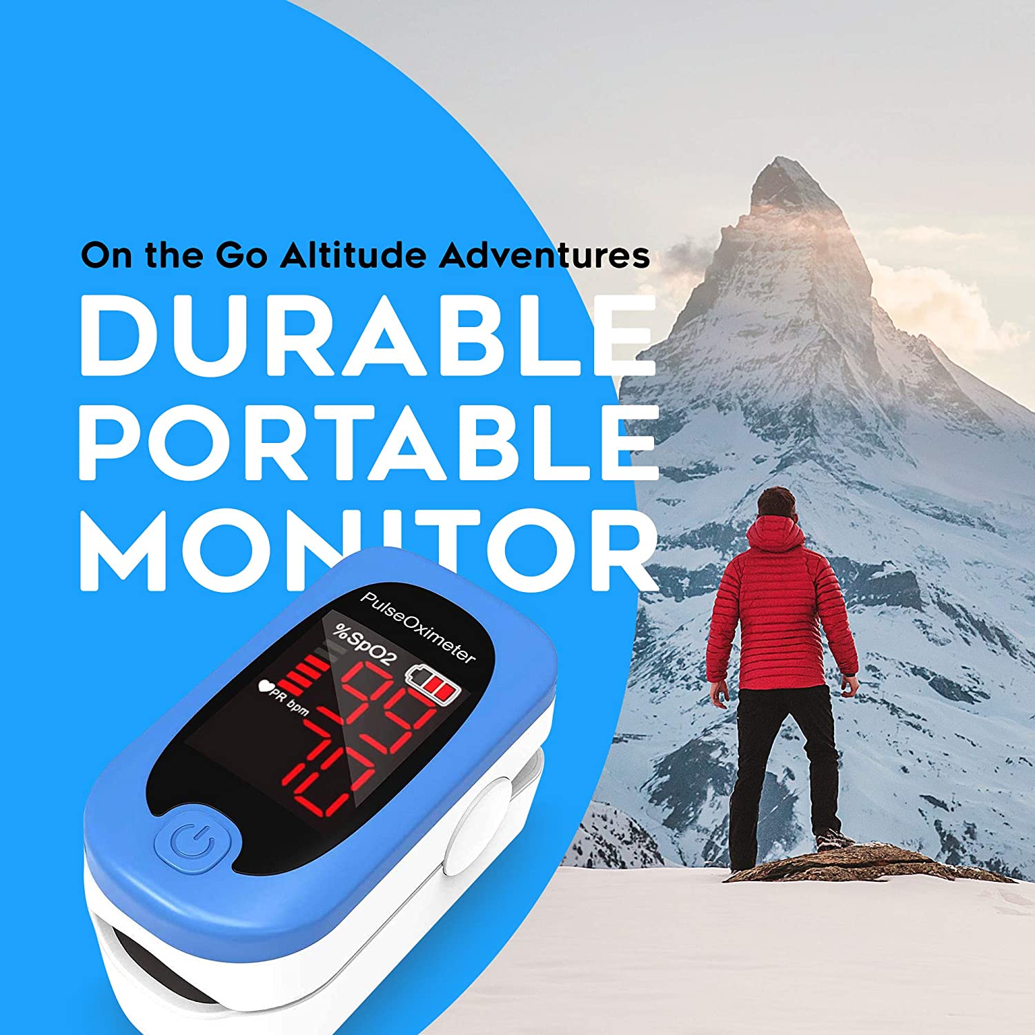 Fingertip Pulse Oximeter with Lanyard for Heart Health, Portable Oxygen Saturation and Heart Monitor - Accare