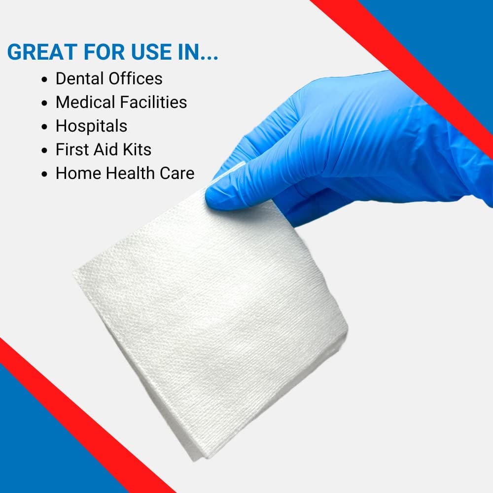 Essentials Non-Sterile Gauze Sponges – 200 Count, 4-Ply, 4’’ x 4’’ Gauze Pads, One Package, Non-Woven Gauze Sponges, Wound Care Product for First Aid Kit/Medical Facilities