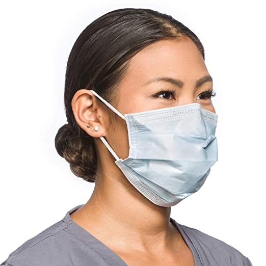 HALYARD FLUIDSHIELD 2 Disposable Procedure Mask w/SO Soft Earloops, Blue, 62115 (Box of 50)
