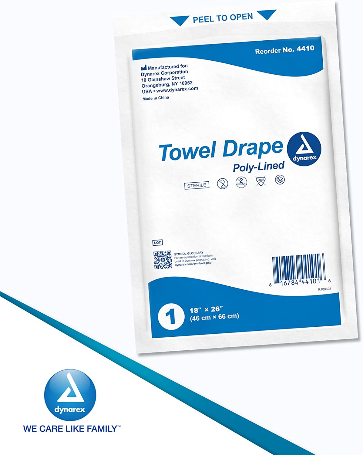 Dynarex Disposable Towel Drapes, Sterile, 18" x 26," for Medical & Surgical Use, Poly-Interlined Lining, Protect from Contaminants