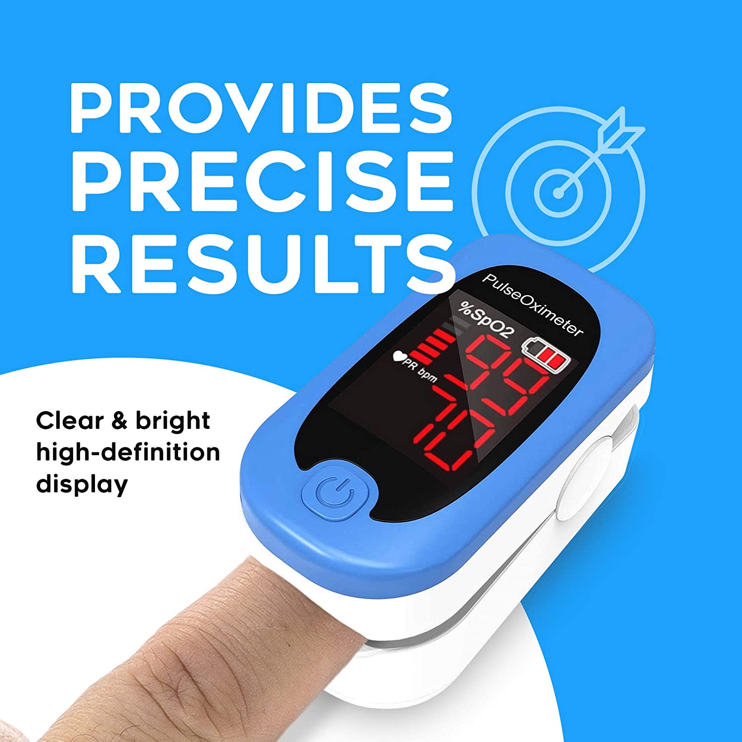 Fingertip Pulse Oximeter with Lanyard for Heart Health, Portable Oxygen Saturation and Heart Monitor - Accare