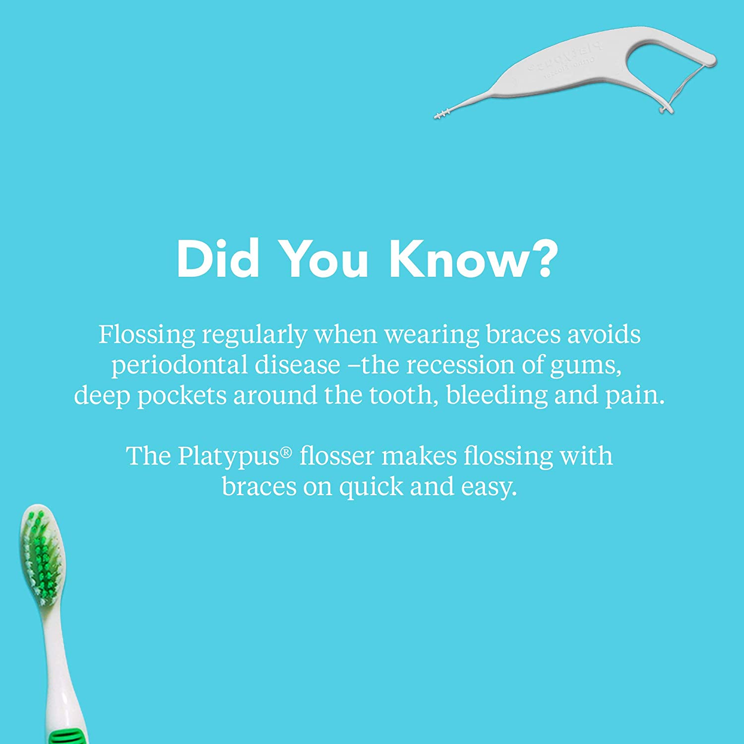 Platypus Orthodontic Flossers for Braces - Dental Floss Picks for Braces, Fits Under Arch Wire, Will Not Damage Braces, Increase Flossing Compliance, Floss Teeth in Less Than Two Minutes - 30 Count