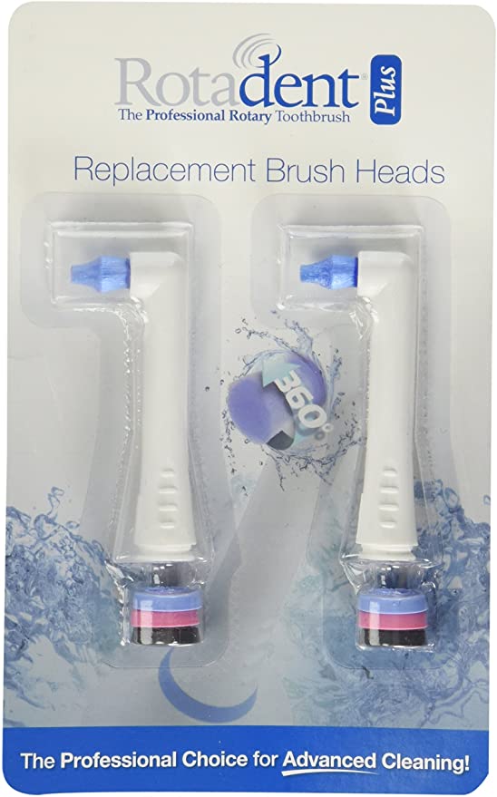 Pack of 2 Rotadent + PLUS Rota Dent Brush Head Short POINTY NEW