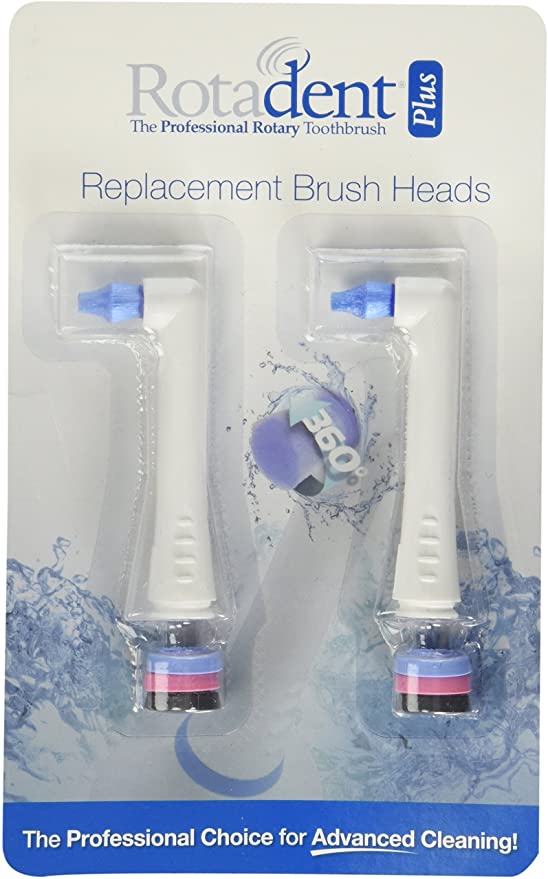Pack of 2 Rotadent + PLUS Rota Dent Brush Head Short POINTY NEW