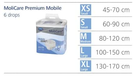 MoliCare Premium Mobile 6D Incontinence Underwear for Adults - Disposable, Discreet, Unisex, Moderate Absorbency - Size XL, Fits 51 in to 67 in Waist/Hips, 56 Count