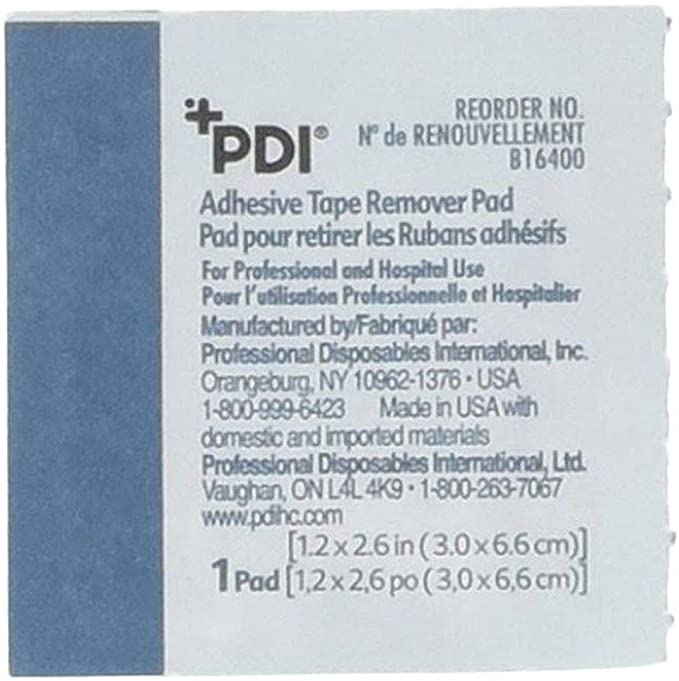 PDI Skin Adhesive Tape Remover Pads Wipes 1.25" x 2.625" #B16400 1 Box of 100 Pads