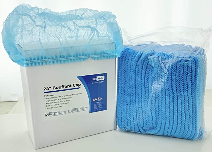 Blue 24 inch Hair net, Bouffant Caps