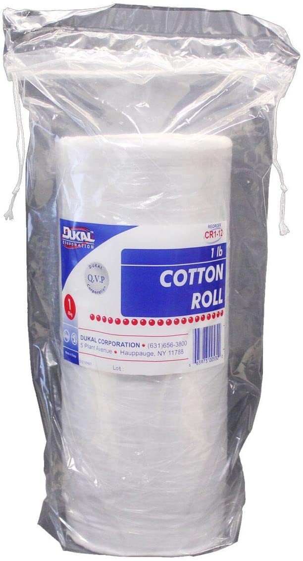 Dukal White Cotton Roll. Roll of Non-sterile Cotton for Wound Care. Soft and Absorbent, 100% Cotton. Re-sealable Drawstring polybag. White, Single use