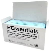 Essentials ASTM Level 1 Earloop Procedure Face Masks (Disposable; Blue; Box of 50)