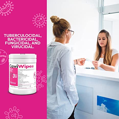 Metrex CaviWipes Disinfecting Towelettes Canister Wipes, 160 Count, White