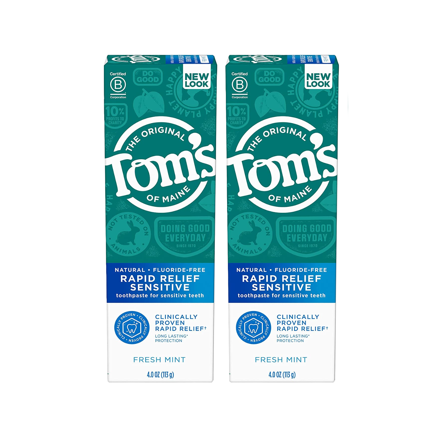 Tom's of Maine Fluoride-Free Rapid Relief Sensitive Toothpaste, Fresh Mint, 4 oz. (Packaging May Vary)