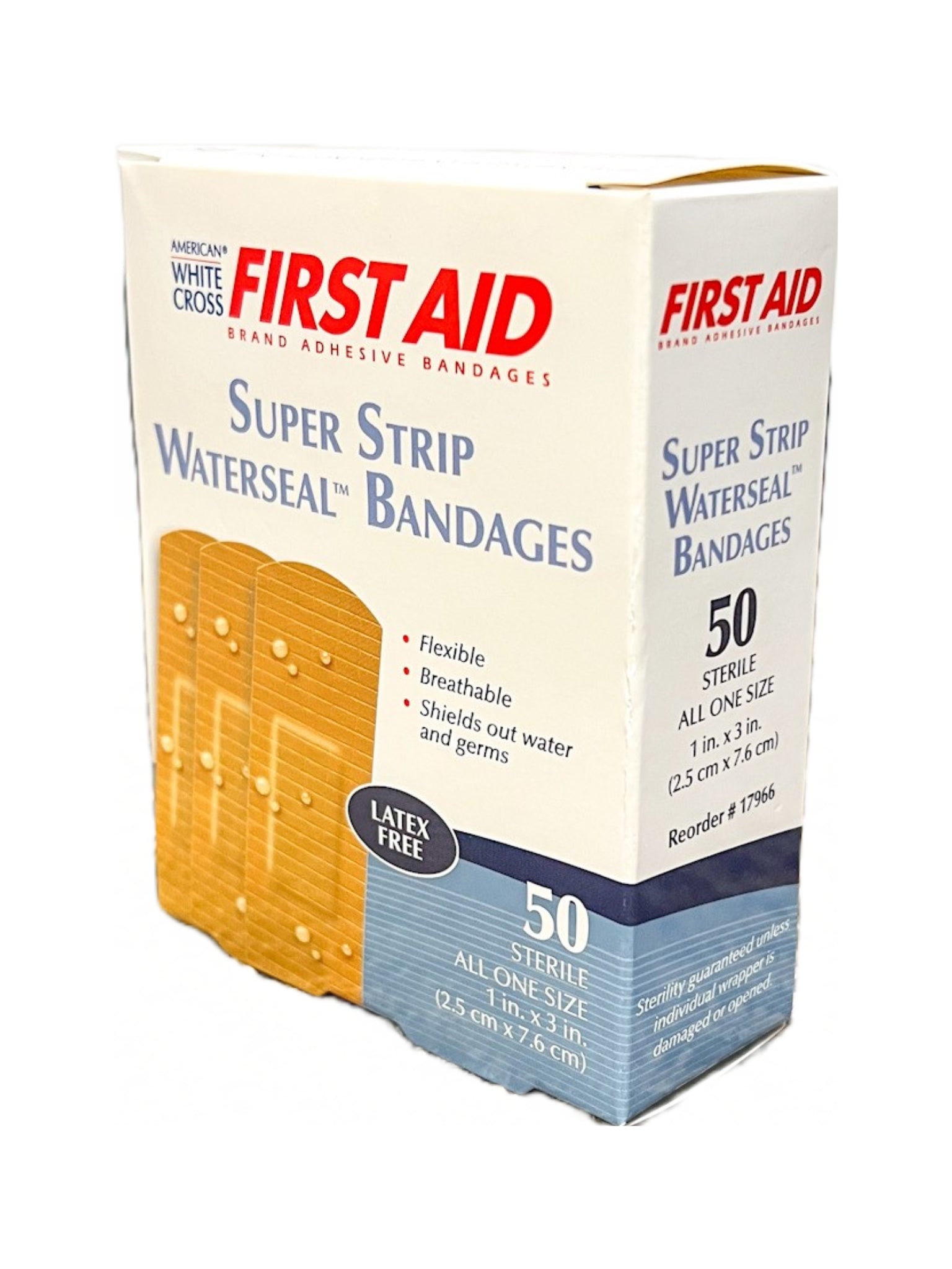 Dukal DER 17966 Fabric Waterseal Adhesive Bandage, Super Strip, Sterile, Tan, 1" x 3" (Pack of 50)