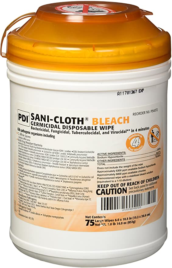 SANI-CLOTH BLEACH Germicidal Disposable Wipe 75 ct…