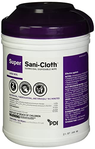 PDI-Q55172 Professional Disposables Surface Disinfectant Super Sani-Cloth Wipes Large, 160 Count - Purple