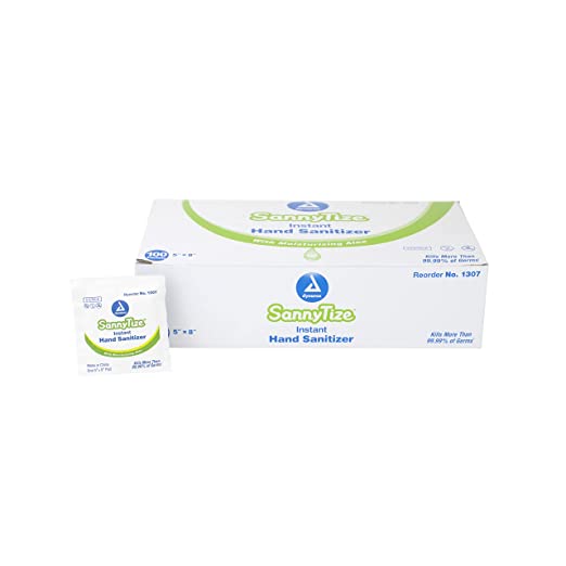 Dynarex Sannytize 70% Alcohol Hand Sanitizer Wipes Pack of 100, White, 5" X 8"