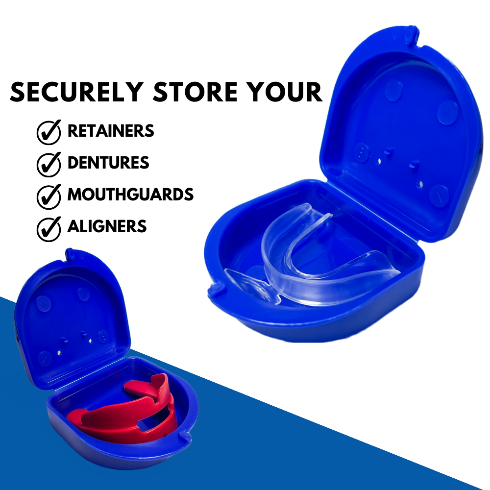 Pack of 2 Retainer Cases Retainer Containers with Vent Holes Orthodontic  Dental Retainer Boxes for Denture Invisalign Braces Mouth Guard (Red, Blue)